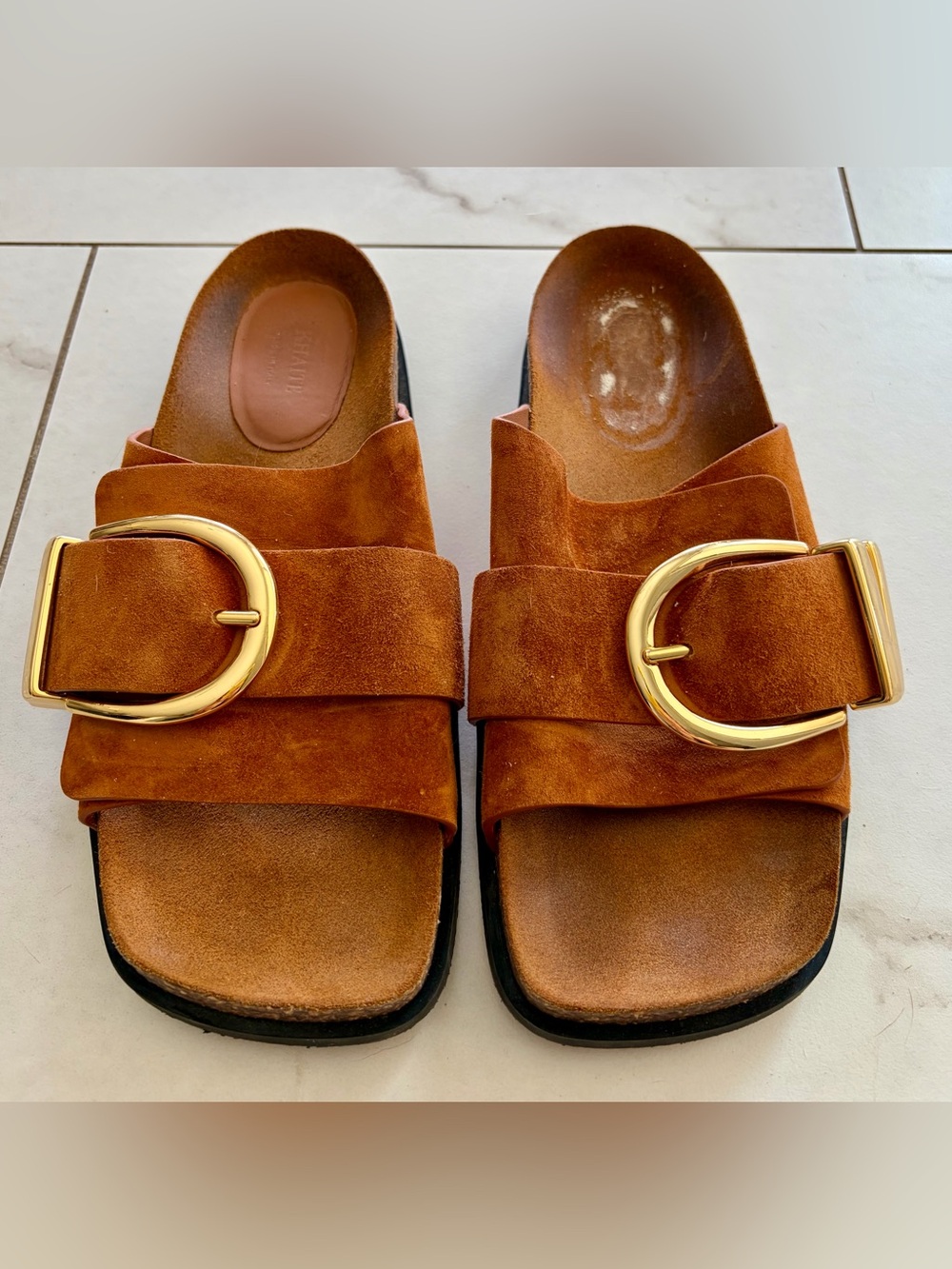 KHAITE Thomson Brown Suede Sandals 37 1/2
